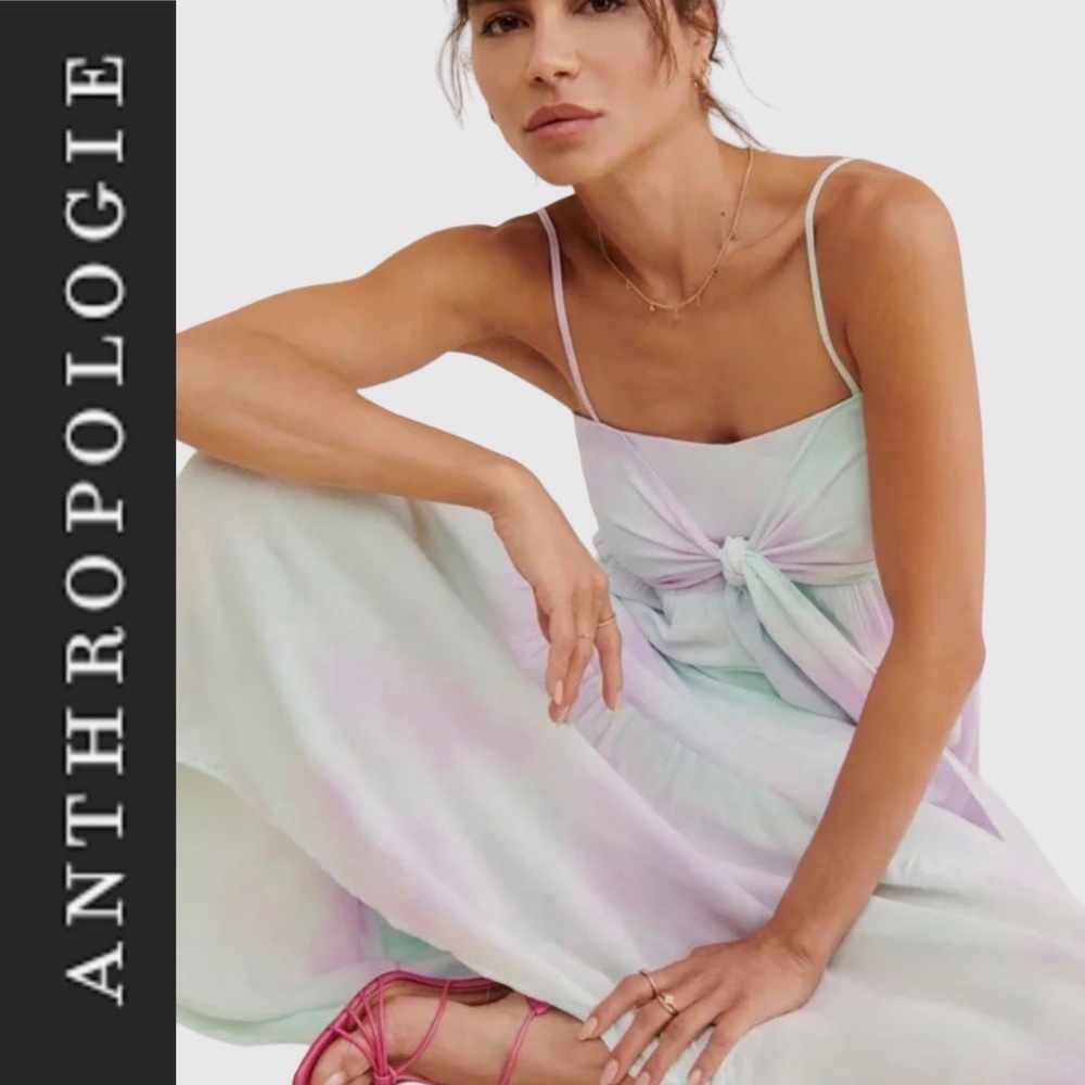 NWOT BTFL-Life for Anthropologie TieDye Tie Front Maxi Dress m - Picture 2 of 15